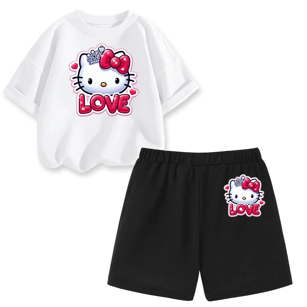 

Hello Kitty Summer 2025 T-shirts Hello Kitty Graphic T-shirts, Baby Cotton Short-sleeved Suits, Children's Clothing