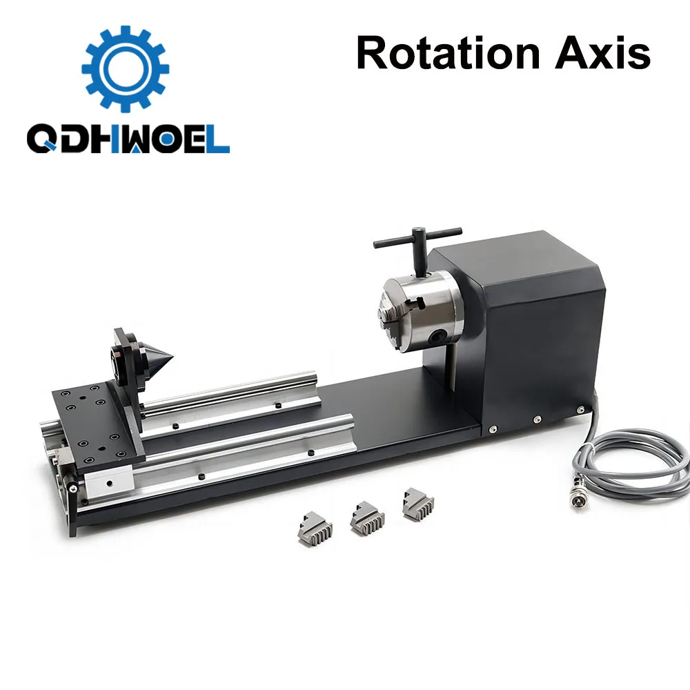 Rotary Engraving Attachment with Chucks Stepper Motors for Laser Engraving Cutting Machine Model B Rotation Axis