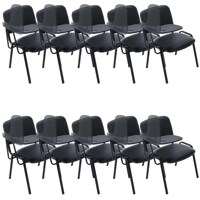 Vinyl Leather Stackable Reception Waiting Chair Attached Desk Black Classroom Office Guest Seat Commercial Furniture