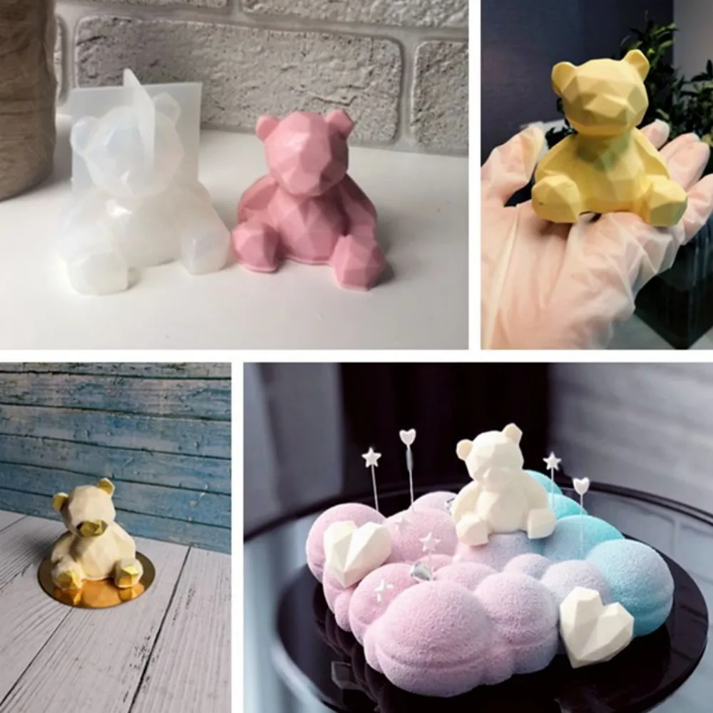 3D Bear Silicone Mold DIY Animal Shaped Candle Mold Gypsum Soap Candle Making Supplies Ice Chocolate Cake Decoration