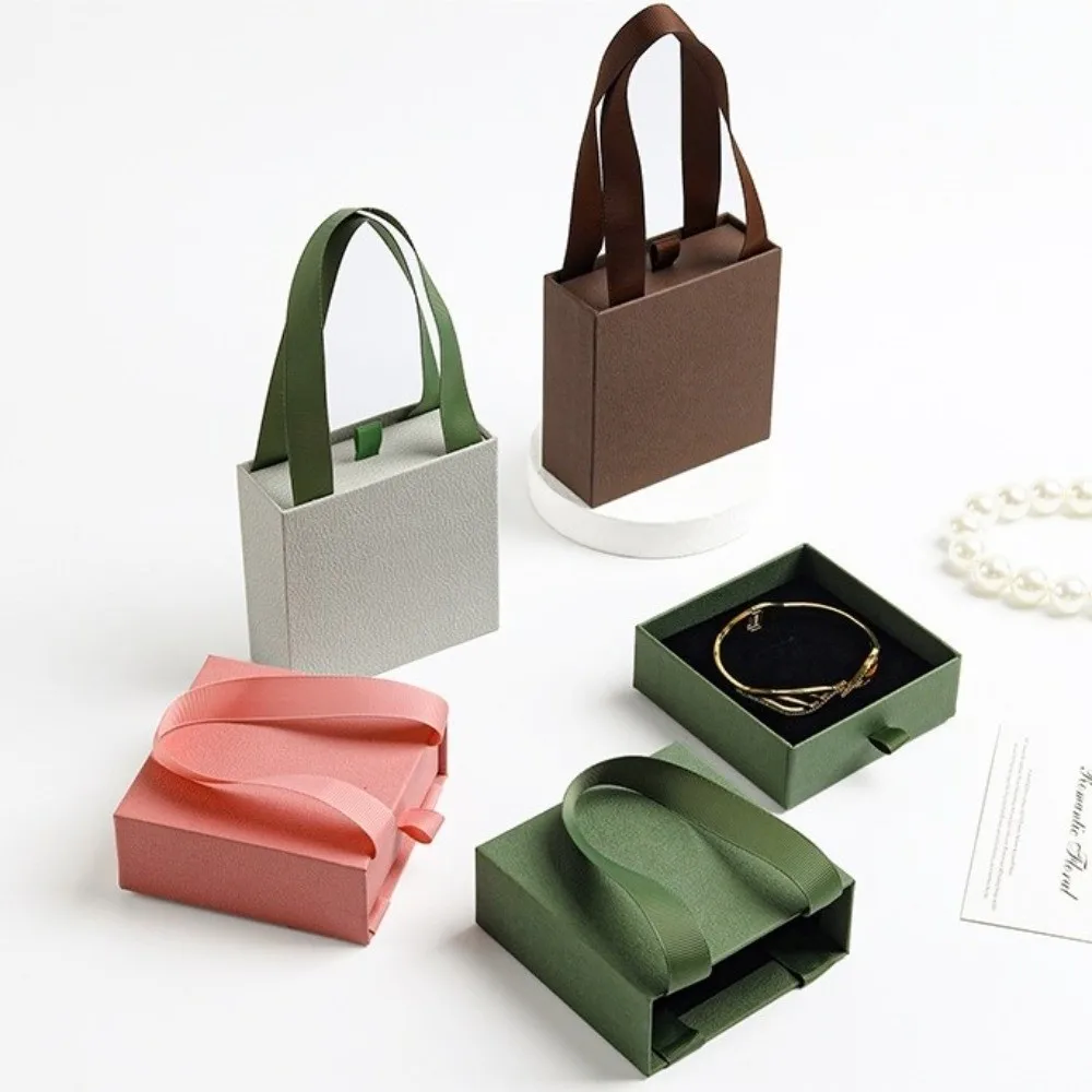Paper Material Jewelry Packaging Box Portable Design Gift Packaging Jewelry Gift Box Drawer Style Earrings Ring Box