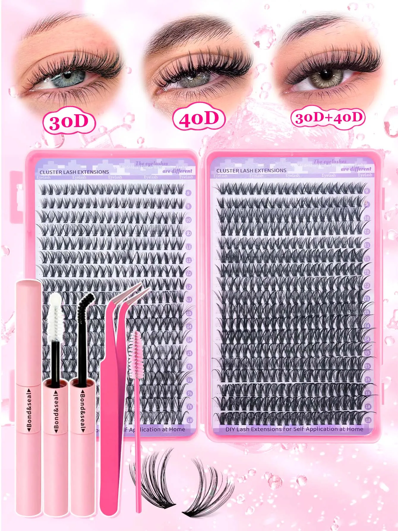 30D/40D/60D/80D/100D/120D/150D gemischte Längen 9-18mm mit angebrachten Wimpern, D-Curl Festtagswimpern für DIY und festliche Anlässe. – Detail 1