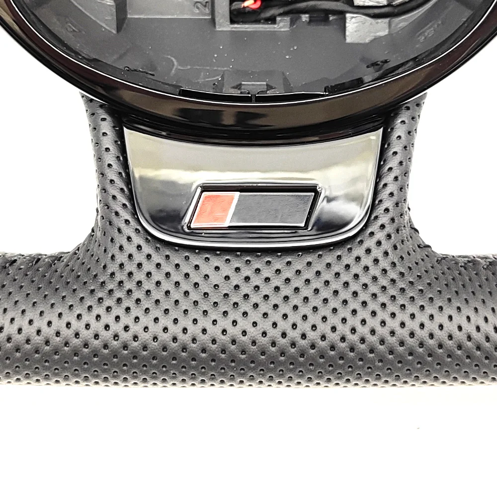 For Audi Fully Perforated Black Wire With Paddles Multifunction Steering  Wheel With RS logo