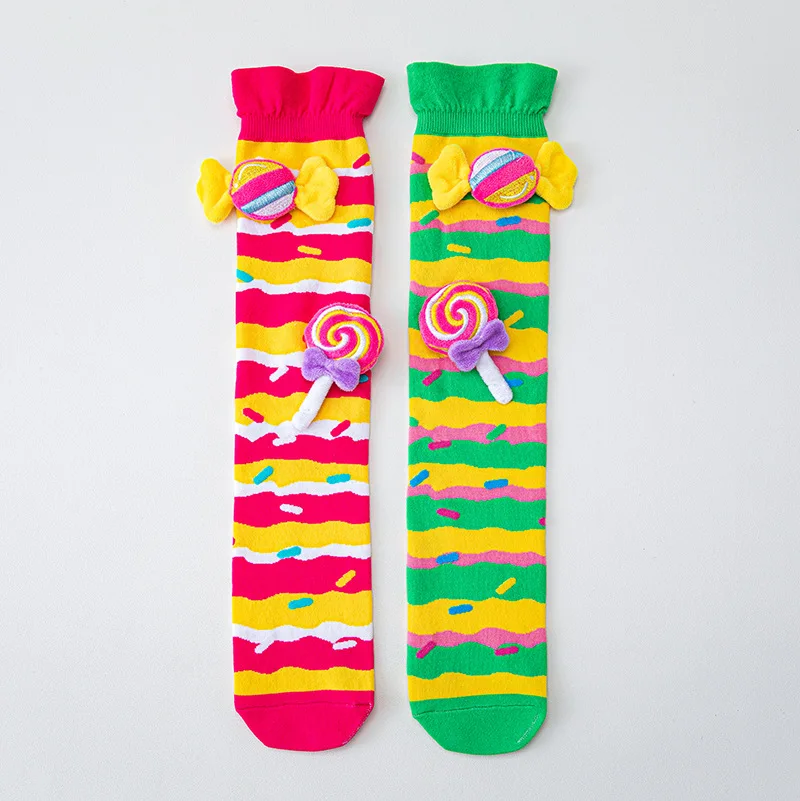 Cartoon-Kniestrümpfe für Kinder, Lustige 3D-Donut-Eiscreme-Kindersocken, Lange Kniestrümpfe, Weiche Baumwollstrümpfe für Jungen und Mädchen – Detail 14