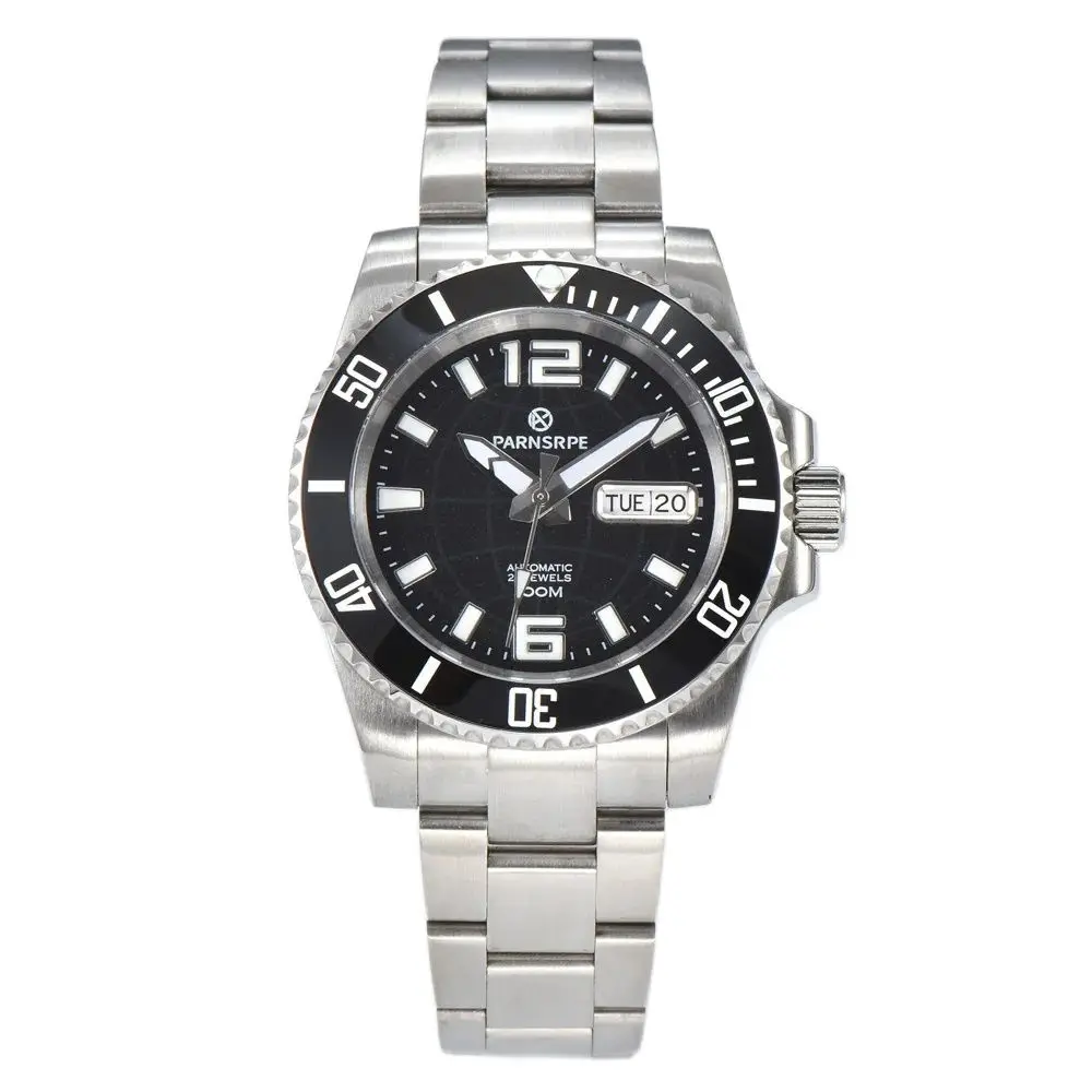 

PARNSRPE 40MM NH35 20bar Men's automatic diving watch Bracelet 3.8 Crown sapphire crystal Luminous pointer