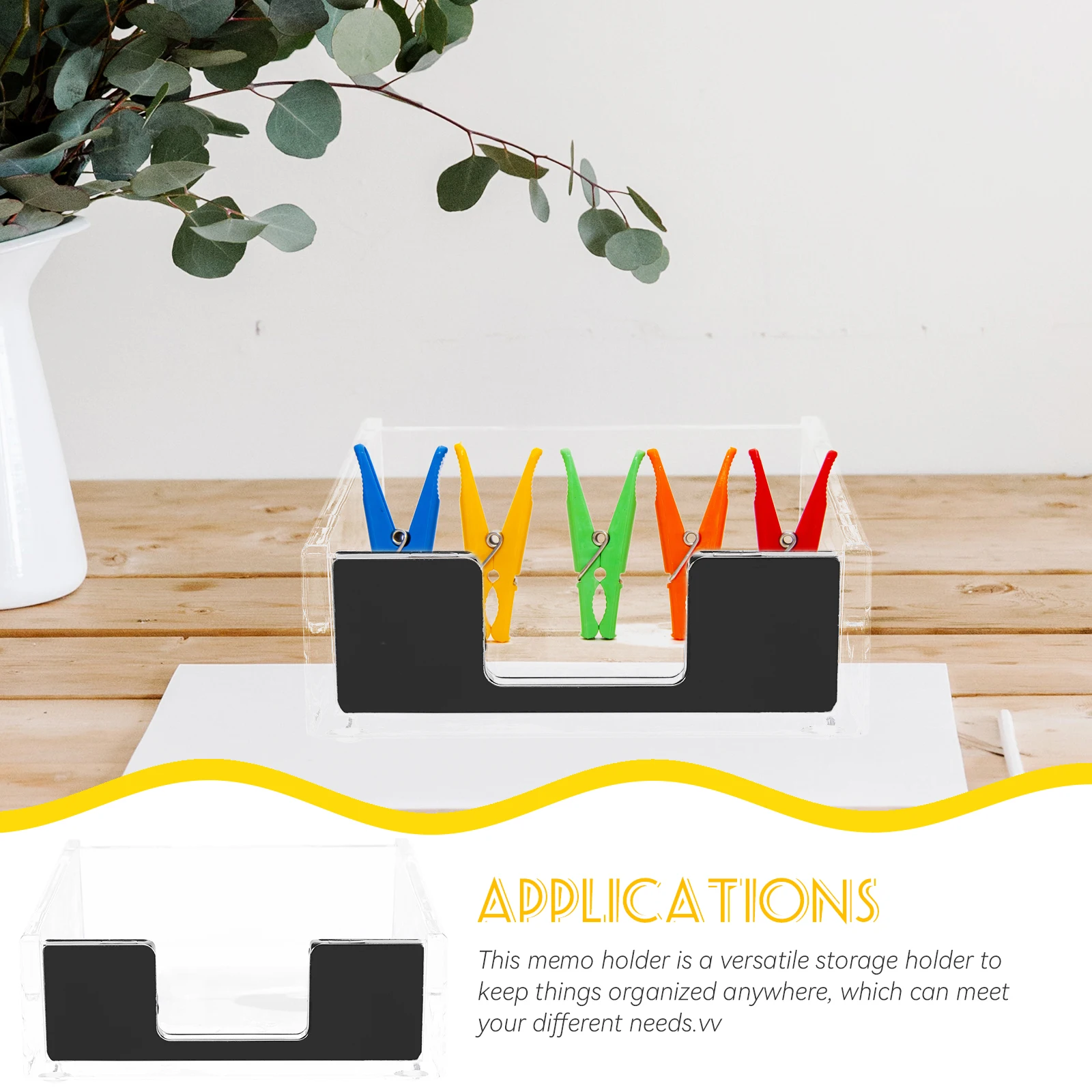 

Clear Memo Pad Holder Acrylic Desk Organizer Desktop Note Pad Dispenser Paperclip Storage Business Card Stand Office Supplies