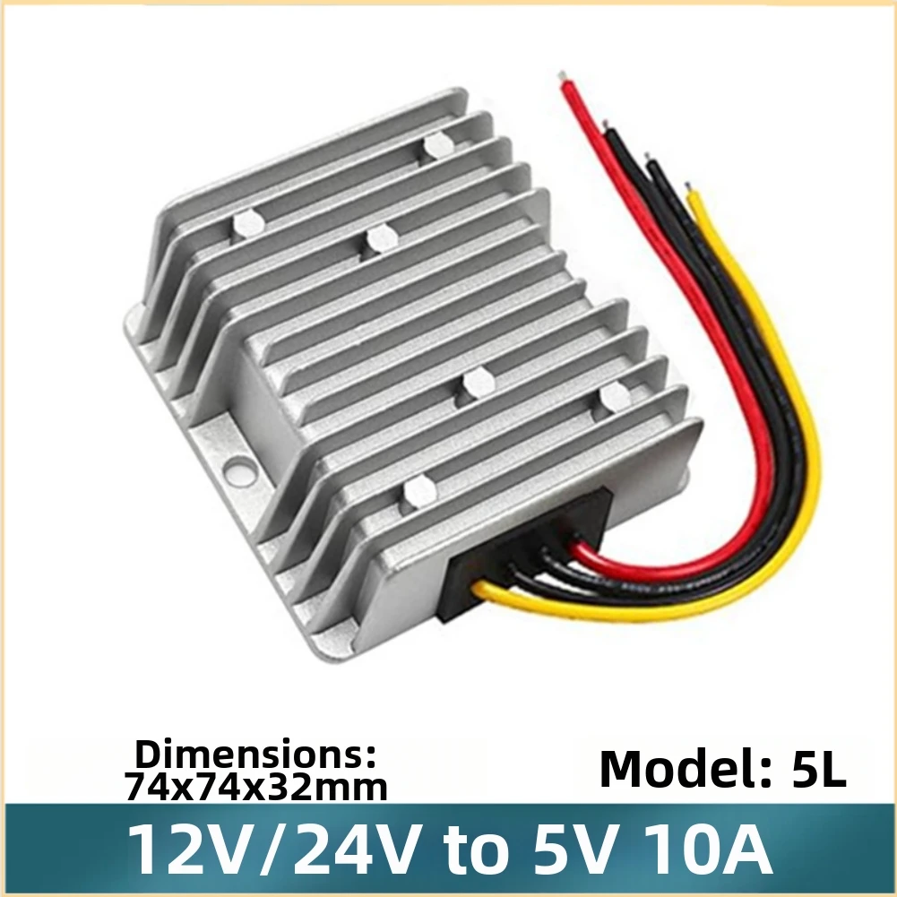 12V 24V To 5V DC Step Down Converter 10A 50W Waterproof Car Power Supply Module Over Voltage Over Current Short Circuit Safe