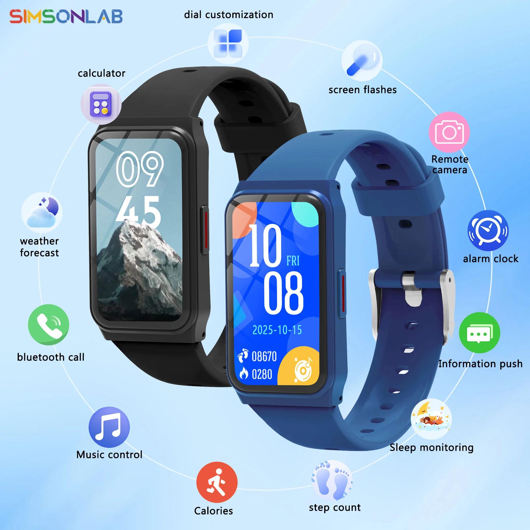2026 New Sport Smartwatch BT Call Message Alerts Music Control Fitness Tracker Step Count Record for Android/IOS for Men Women
