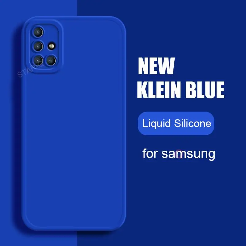 Camera Protection Liquid Silicone Case For Samsung Galaxy A51 A71 4G A31 A21S 2020 New Klein Blue Matte Back Cover A 51 71 31