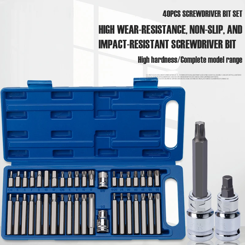 11/15/40 Piece Set of Automotive Repair Tools, Including Hexagonal, Hexagonal, and Hexagonal Screwdriver Head Sleeve Sets