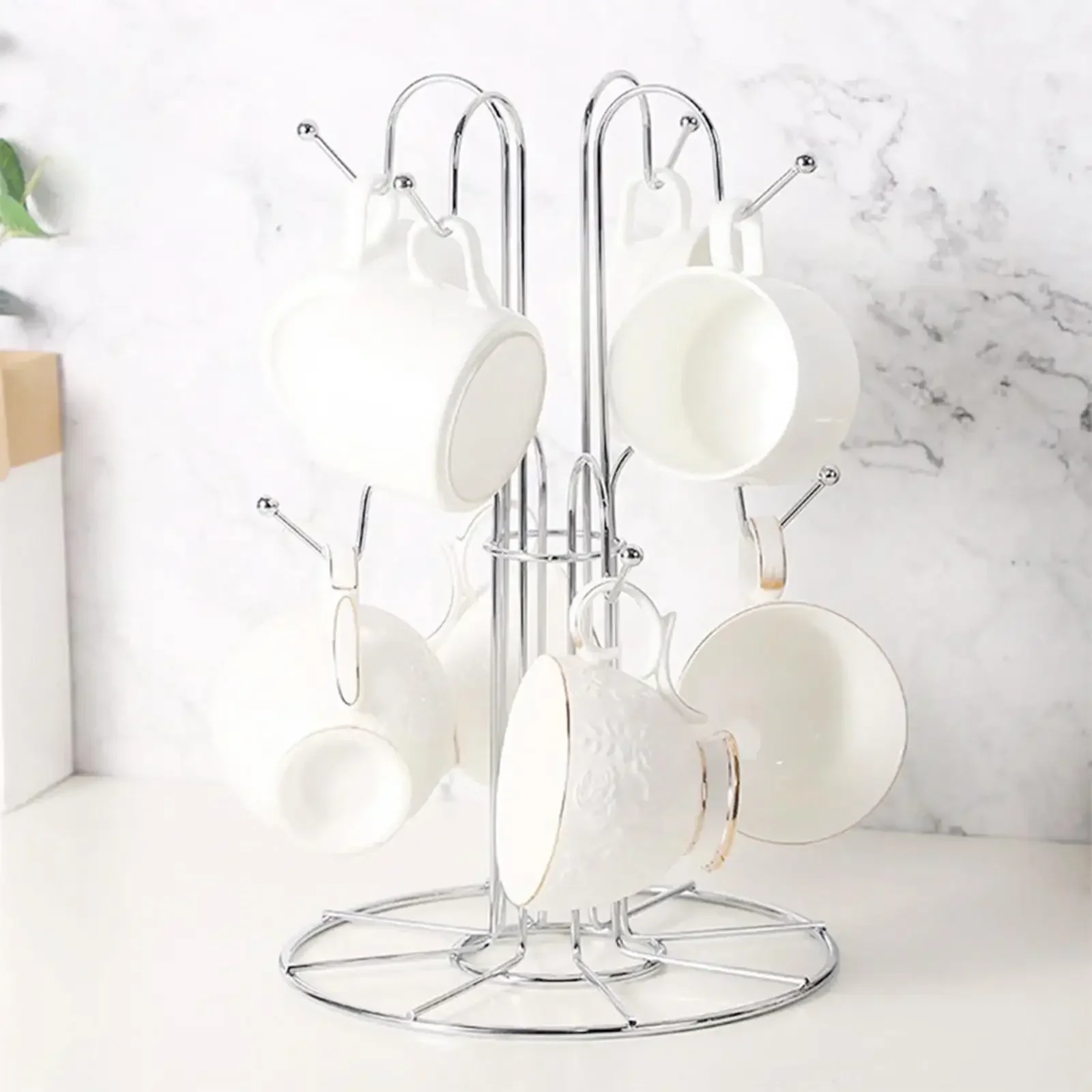 Iron Coffee Cup Holder Cup Drying Rack 8 Cup Hooks Decor for Wine Glass for Home Countertop