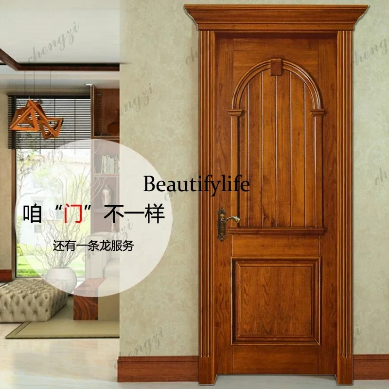 Y136 Y136 Wooden door Smoked log Bedroom door American custom modeling Solid wood multi-layer paint flat door
