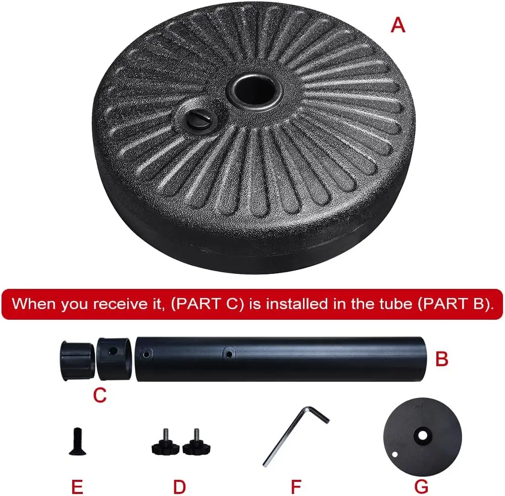 قاعدة مظلة مملوءة بالماء، حامل مظلة خارجي شديد التحمل (أسود) #6