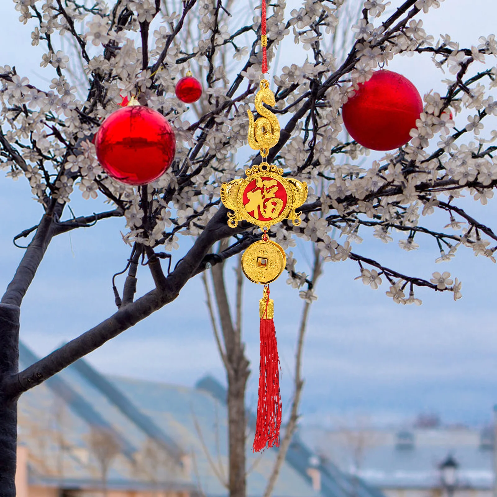 

5Pcs Chinese New Year Snake Charms Unique Design Craftsmanship Compact Hanging Decor for Festive Settings