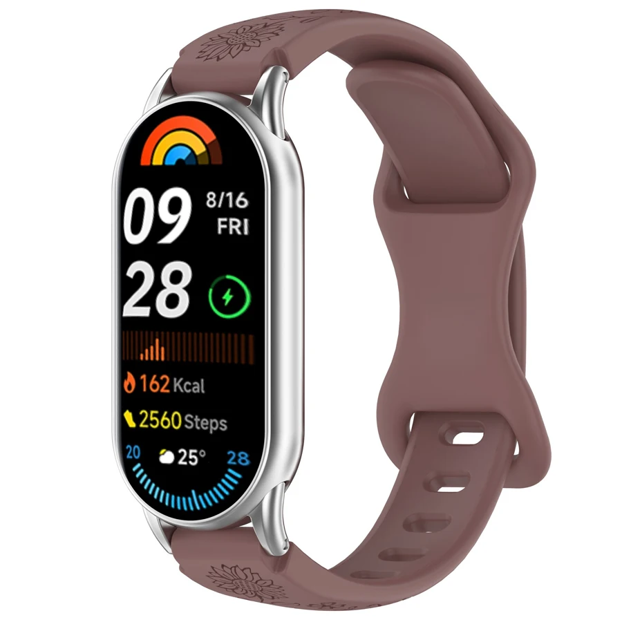 3D Bloemen Band voor Xiaomi Mi Band 10 9 8 Sport Siliconen Armband Smart Polsband Voor Mi Band 8 9 Vervanging band Accessoires