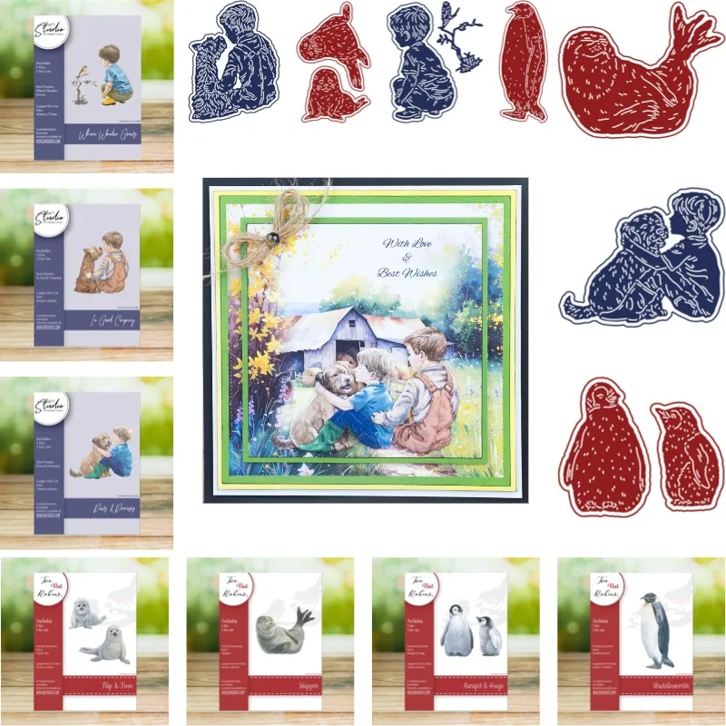 Boy Squatted and Played with the Little Bird Metal Cutting Frame Dies 2026 New Templates DIY Scrap Booking Paper Making Crafts