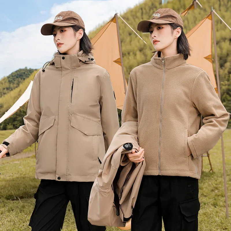 PinkyIsBlack 2024 New 3-in-1 Outdoor Jacket Women Clothes Detachable Two-piece Lightweight Windproof Hiking Winter Cotton Jacket