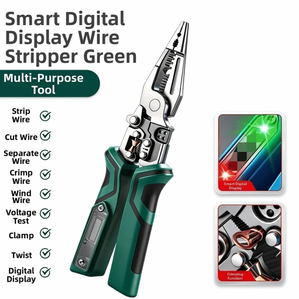 Multifunctional Wire Stripping Pliers Digital Display Cables Crimping Wire Stripper Peeling And Crimping Non-slip Handle