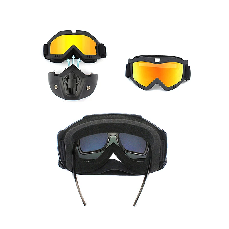 Men Women Ski Snowboard Mask Snowmobile Skiing Goggles Windproof Motocross Protective Glasses Safety Goggles with Mouth Filter