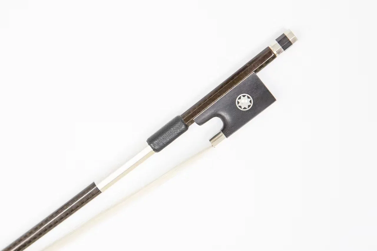 Hot Sale Well Balance Brown Stick Customization Frog 4/4 White Horse Hair Braided Carbon Fiber Violin Bow