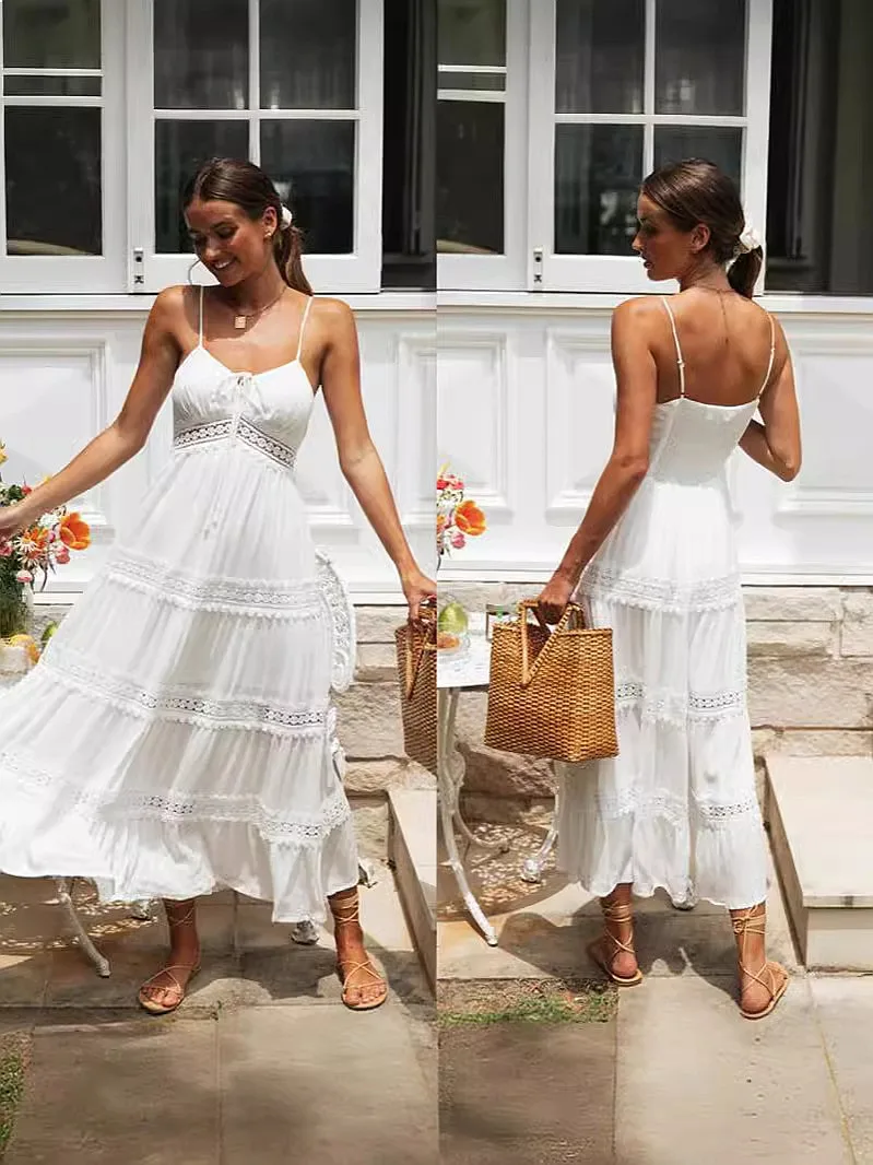Vestido sin mangas con estampado floral bohemio, vestido maxi de verano para mujer, mono boho con cordones, conjunto a juego.