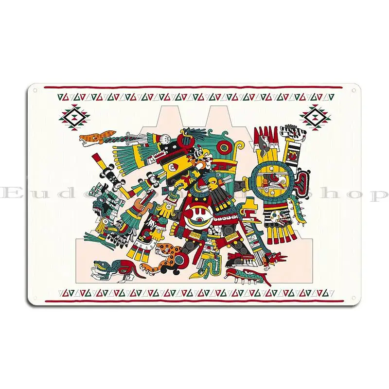 Xolotl Aztec God Nahuatl Quetzalcoatl الريش ازتيك إله الحكمة لوحة فنية زخرفة المعادن جدار جدارية سينما تين تسجيل ملصق #4