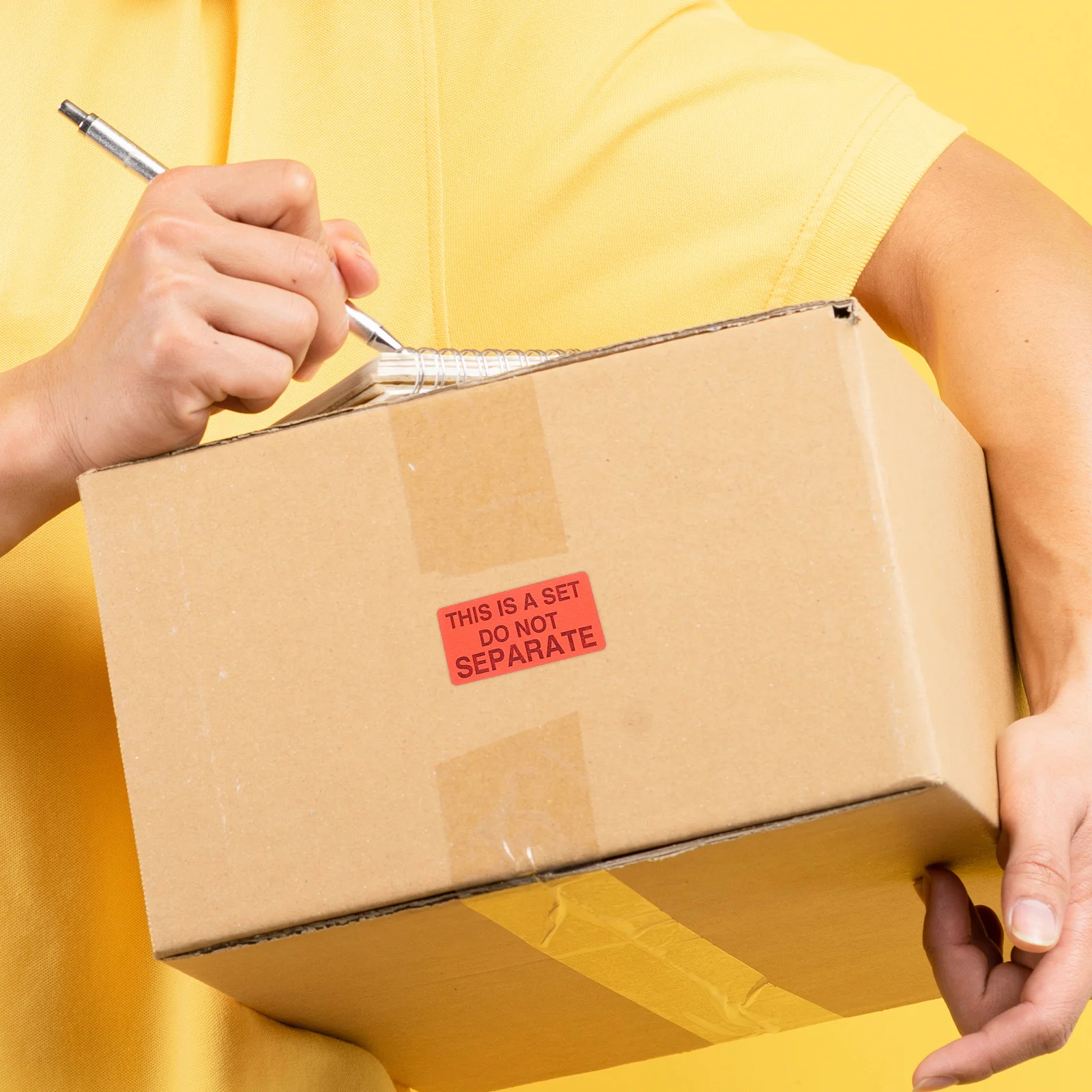 

500Pcs Do Not Separate Labels Fluorescent Red Permanent Adhesive Packaging Shipping Stickers Set Integrity Warning Tags Shipping