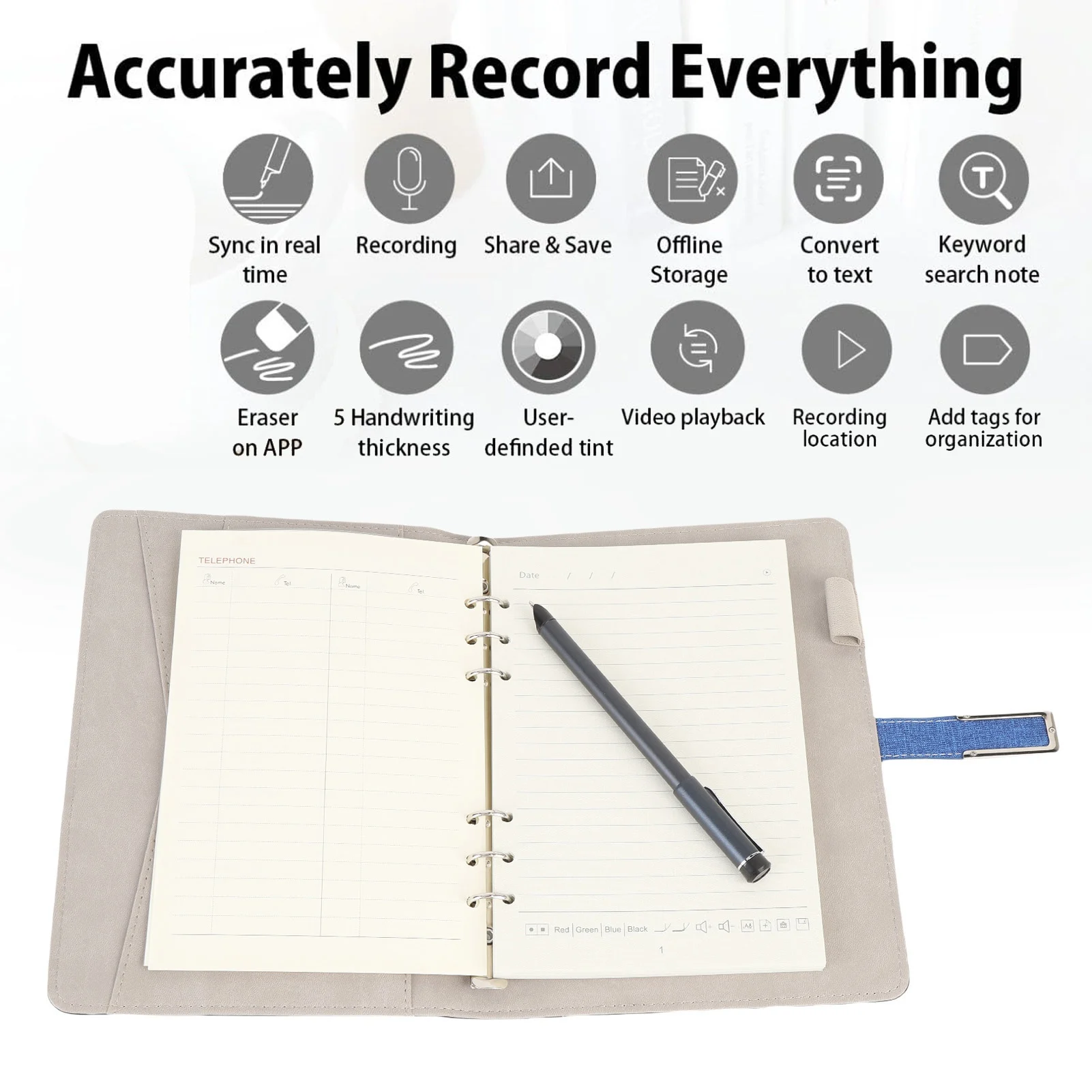 

Smart Pen Notebook Set Pen Stroke Playback OCR Recognition Support Share Bluetooth Notebook Smartpen for Study Notes Drawing