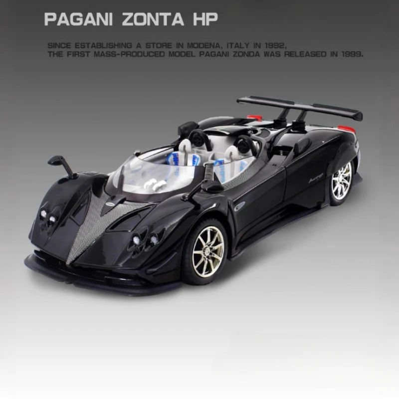 จําลอง 1:24 Pagani Zonda HP Barchetta Supercar รถรุ่นเสียงและแสงดึงกลับรถเด็กของเล่นของขวัญวันเกิด