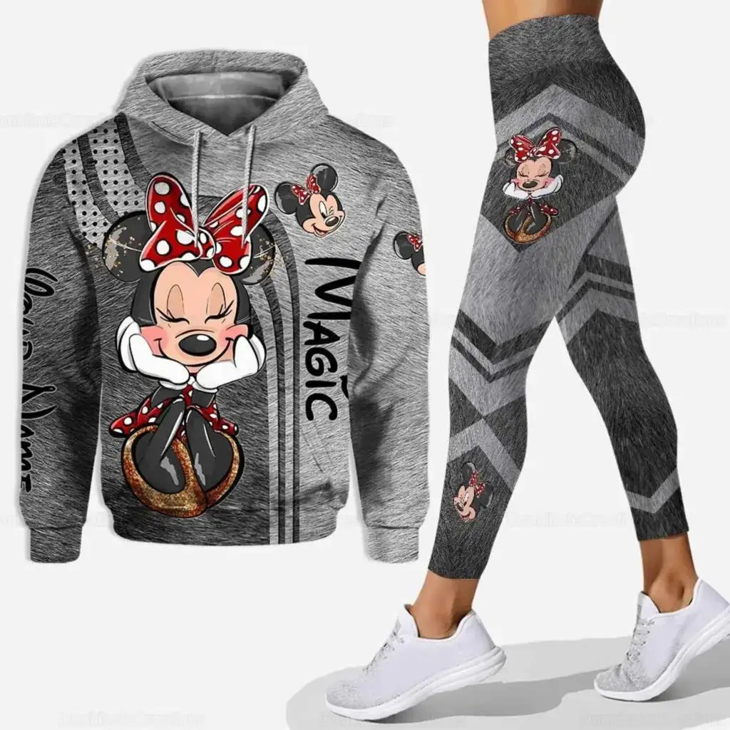 2024 New 3D Women\'s Set Sports Hooded Sweater Yoga Pants Sports Disney Yoga Set Fashion Sportswear Essential Hooded Felt y2k