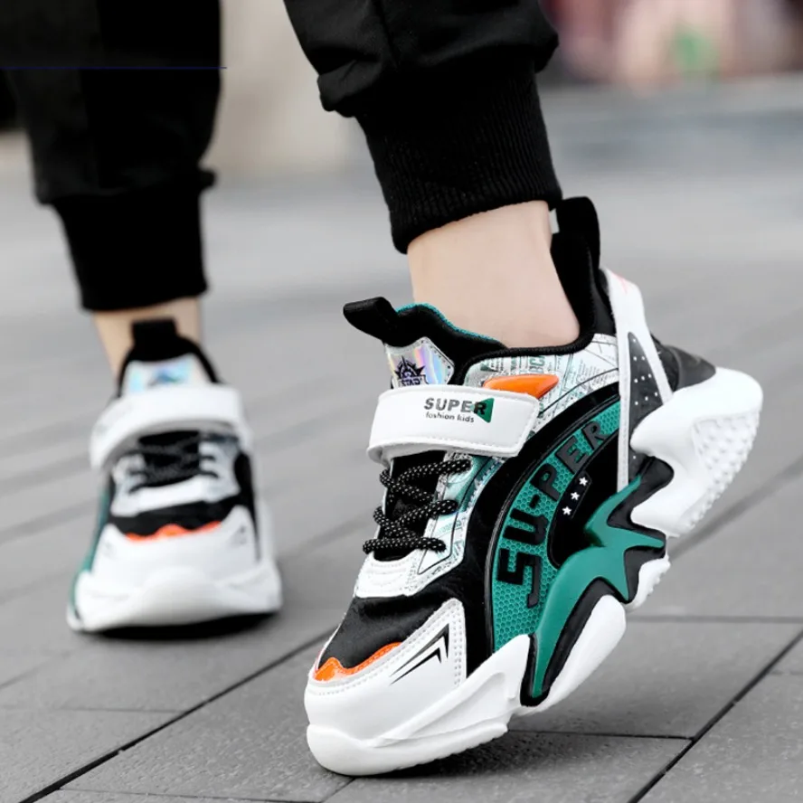 

Sport Kids Leather Sneakers Four Season Boys Casual Shoes Non Slip Children Fashion School Walking Running Shoes Size 28-39