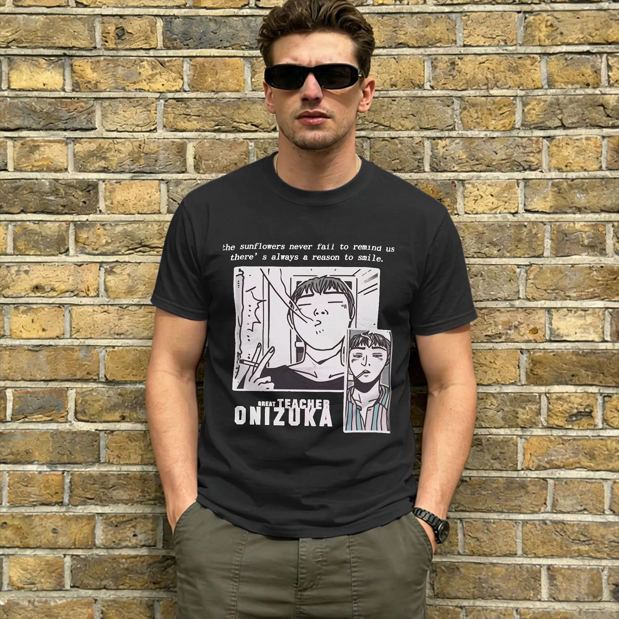 Anime Great Teacher Onizuka Men T Shirts  Leisure Tee Shirt Short Sleeve Round Collar T-Shirts 100% Cotton Plus Size Tops