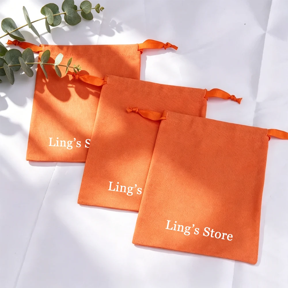100 Stück Großhandel Benutzerdefinierte Logo-Schmuckbeutel aus Baumwolle, Geschenkverpackung, Leinenbeutel mit Kordelzug für Süßigkeiten, Kosmetik, Parfüm, Schlüsselanhänger-Organizer – Detail 5