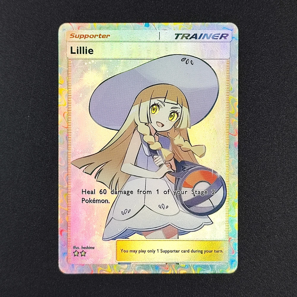 مدرب الجيب TCG ذاتي الصنع Lillie Guzma Lono Lyra Synthia Leaf Irida Penny Red Lusamine Erika Dawn Collection لعبة بطاقة فلاش