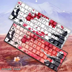 Raven Sakura Anime PBT Cherry Keycap 129 Keys Gamer Mechanical Keyboard Side Print Backlit RGB Gradient Girl Magnetic Mx Switch