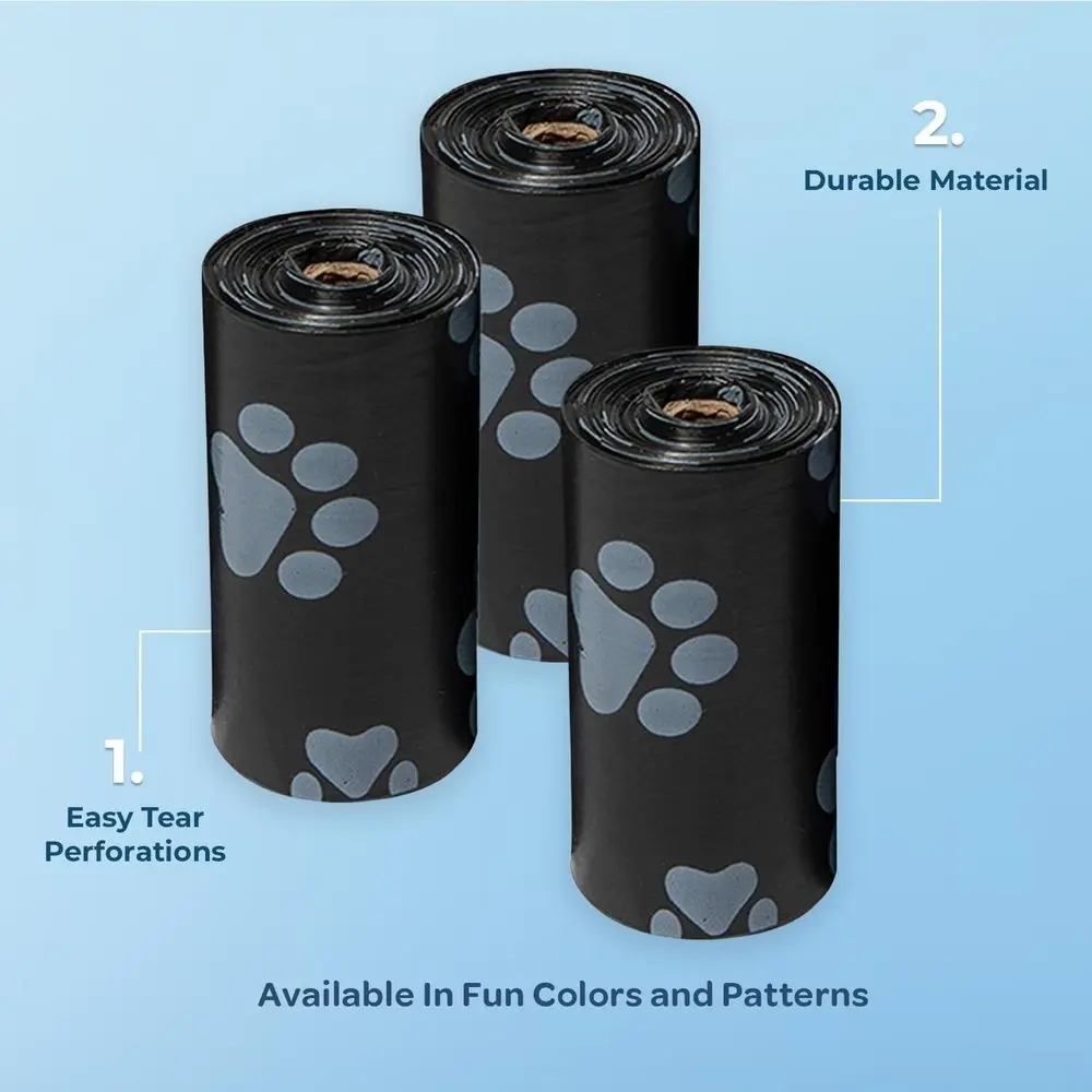 Poop Bags, 360 Count | Scented, Leak-proof, Easy-Tear Perforations, 15 Thick Bags per Roll, Outdoor Walking & Travel, Stand Hold