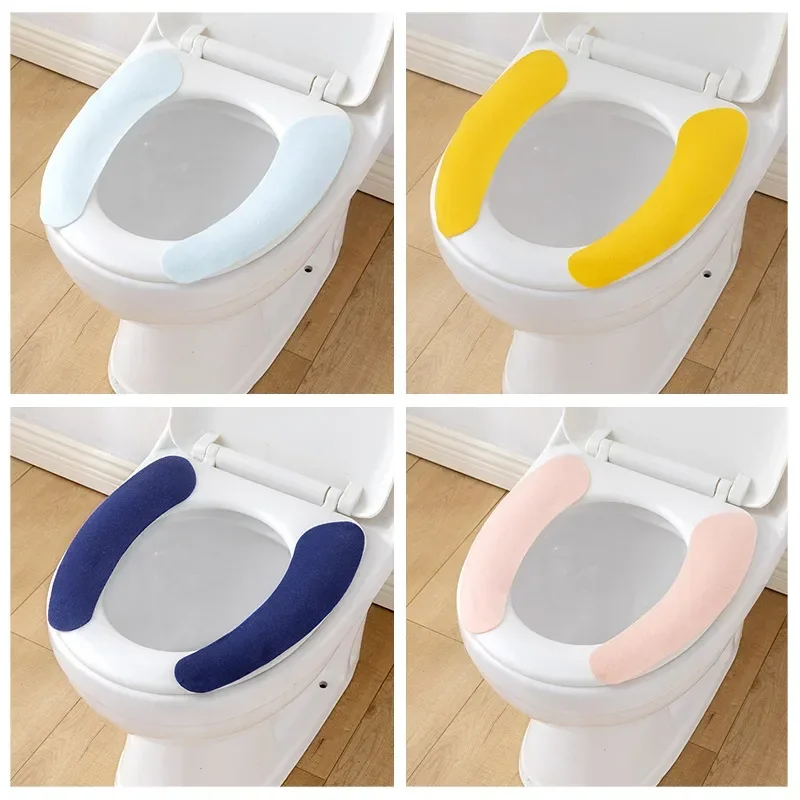 Universal Toilet Seat Cover Soft Cartoon Washable Cushion WC Toilet Sticky Seat Pad Bathroom Warmer Seat Lid Cover