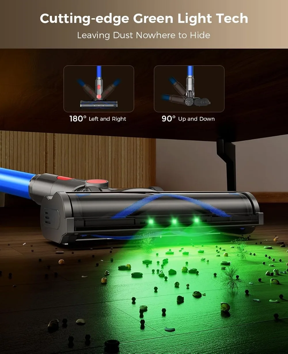 45KPA Cordless Vacuum, 45Mins Runtime, Anti-Tangle Brush, LED Display, for Home & Pet Hair view 4
