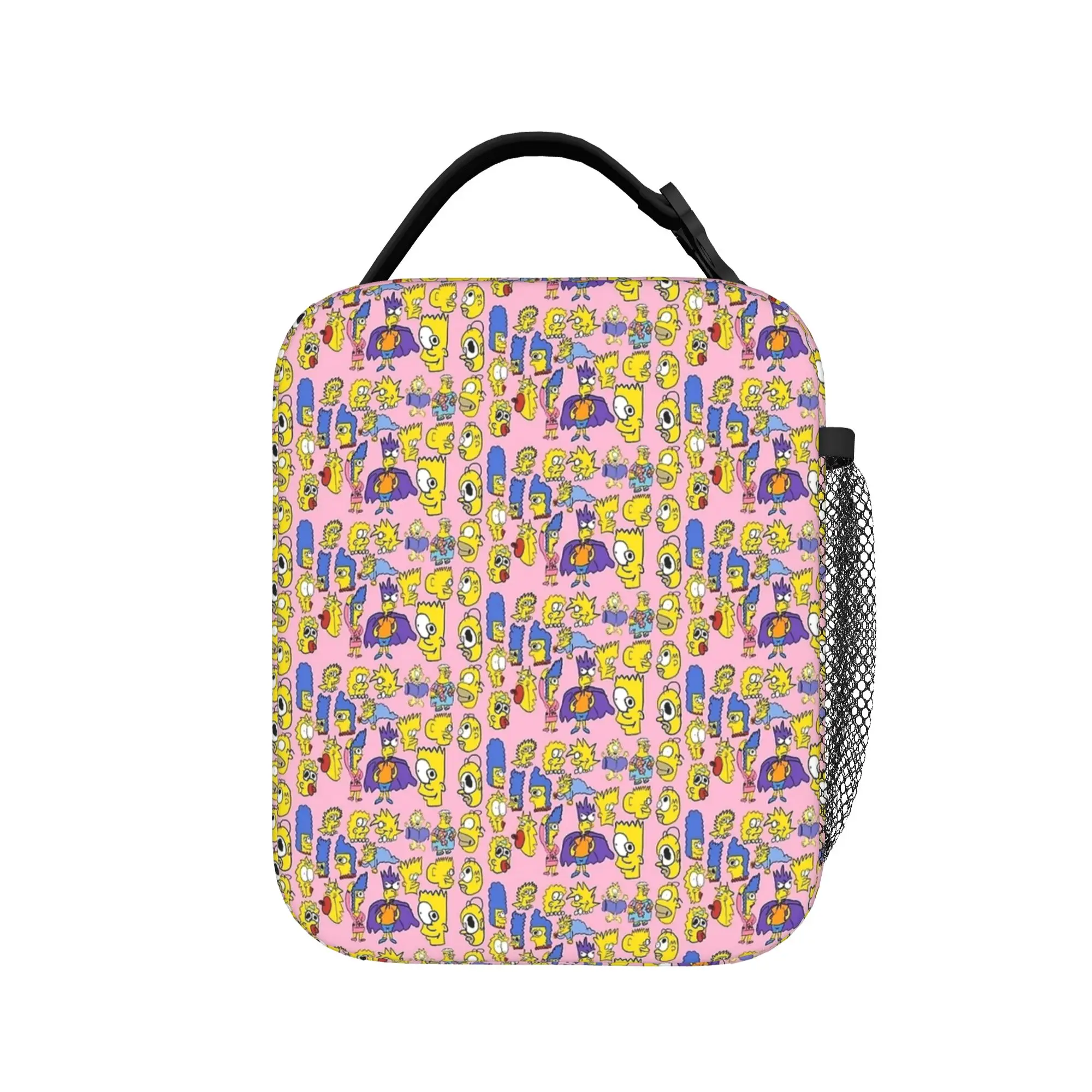 Funny S-Simpsons Cartoon Lunch Bag Outdoor Picnic Lunch Box Child Casual Designer Thermal Lunch Bags Portable Zipper Cooler Bag