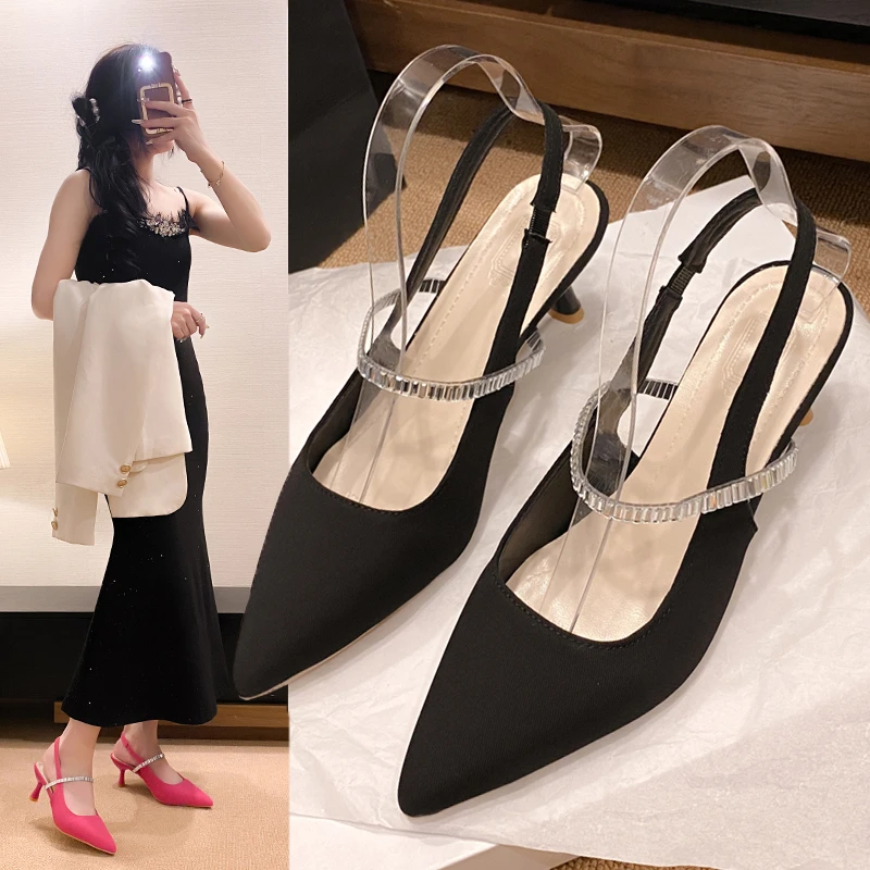 Women's Slingback Sandals   Summer New Ladies Pumps Comfortable Shallow Office Shoes for Women Sexy Pointed Toe Dress Shoes