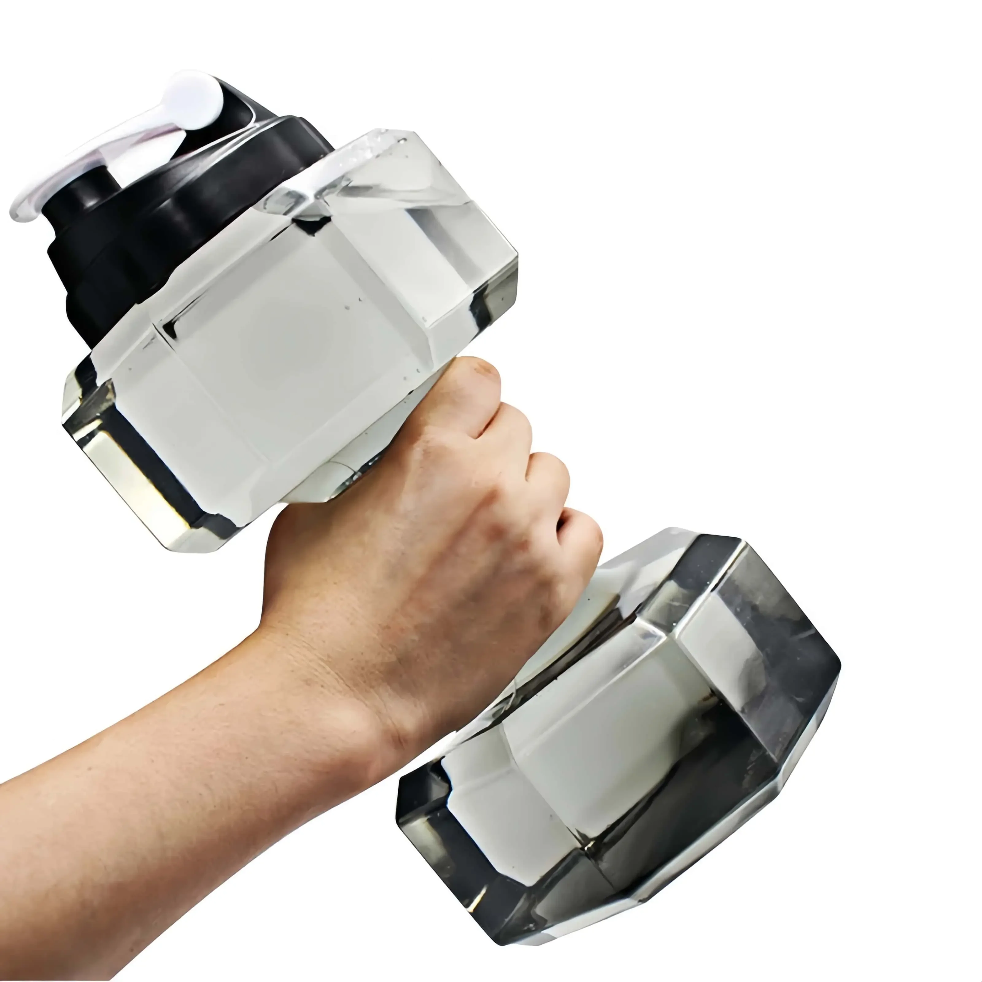 ダンベル型ウォーターボトル ダンベル入り クリアカップ スポーツウォーターボトル スポーツフィットネスジムトレーニング用 男性女性用