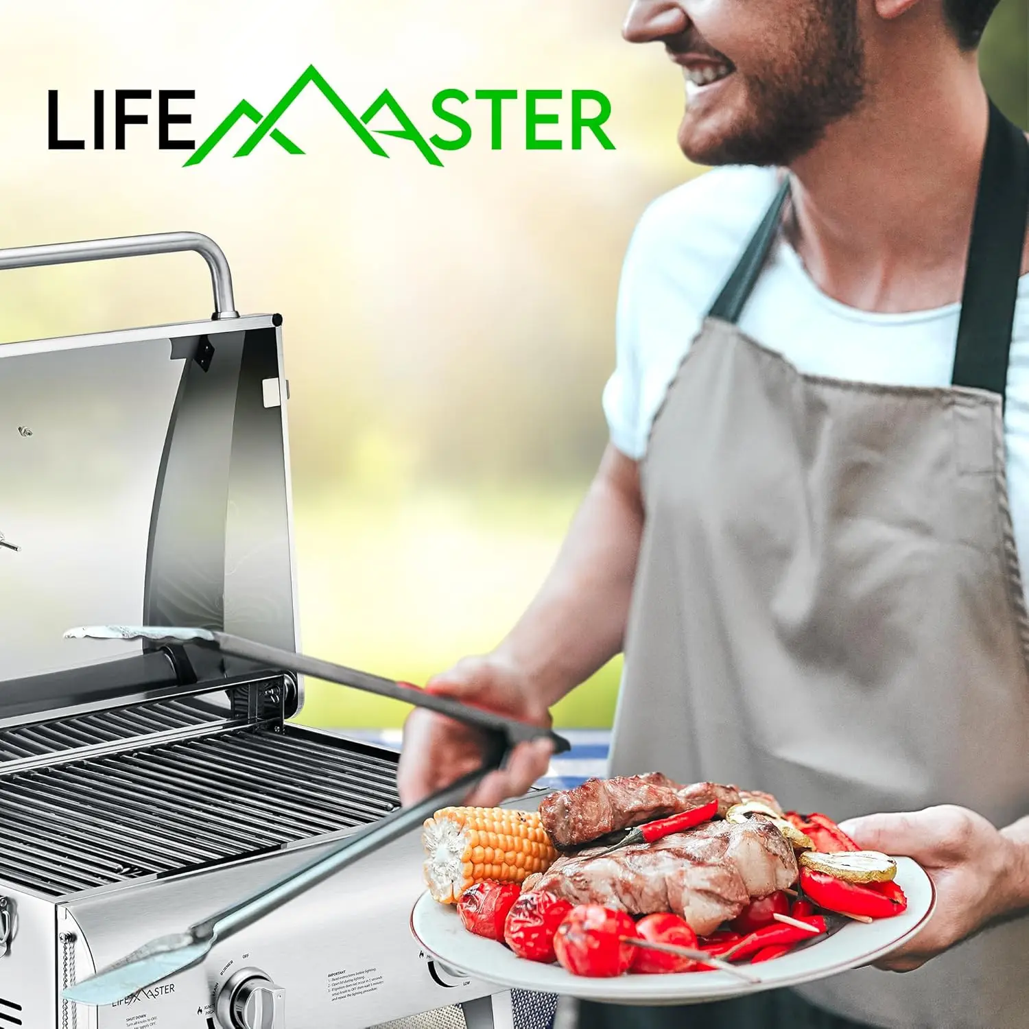 Steel Gas Grill - 2 Burners Easy Clean Tabletop BBQ Propane Gas Grill with Foldable Legs and Wind Proof Lid for Camping and Outd