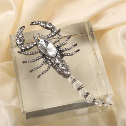 Fashion Exaggerated Large Size Insect Scorpion Domineering Brooch Unisex Gun Black Color Vintage White Crystal Collar Buckle