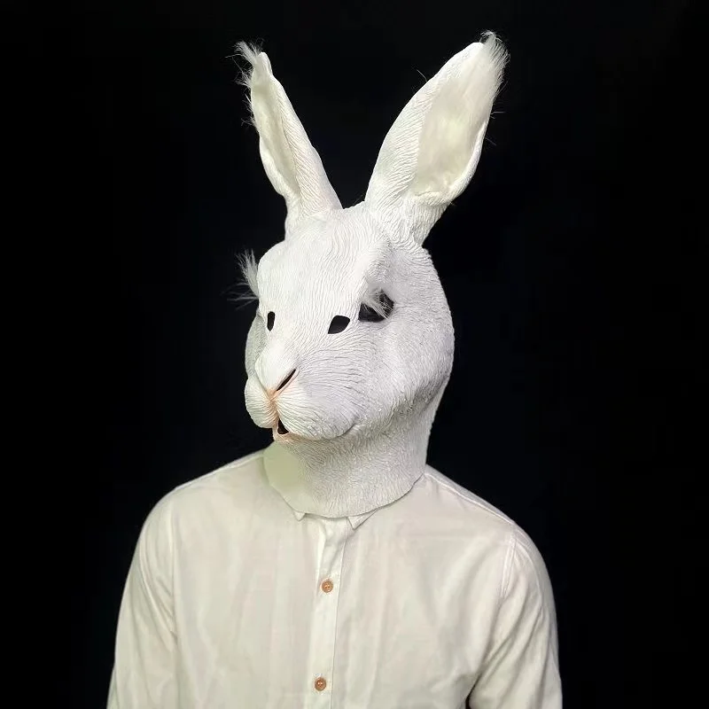 Cosplay Anime Bunny Latex Mask Full Head Animal Cartoon Rabbit Mask Bunny Costume Halloween Party Fancy Dress Carnival Maks