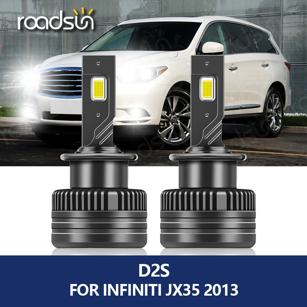 Светодиодные фары roadsun D2S для Infiniti JX35, 2013, 6000 лм, автомобильные лампы головного света 1:1, ксенон 110 K, белый свет, Вт, лампа ближнего света с CSP чипом