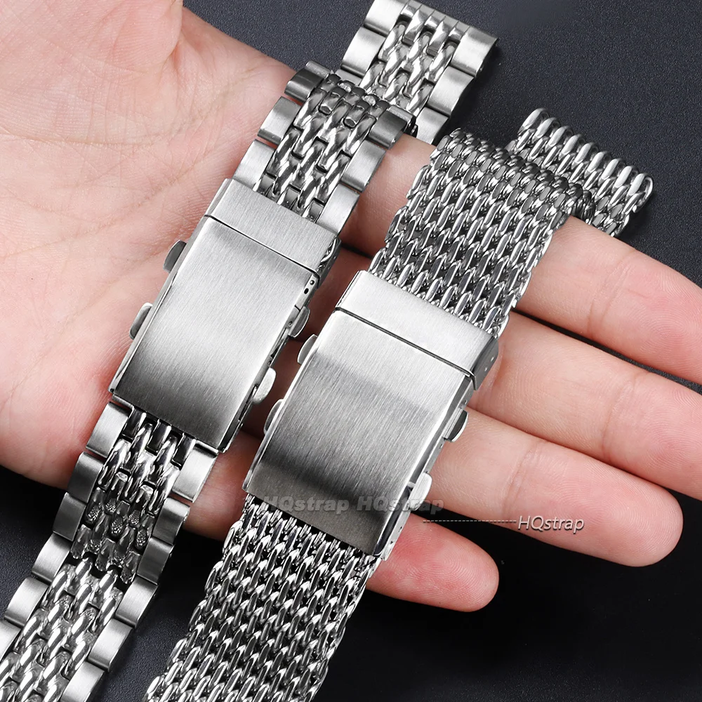 Adjustable Extendable Watch Clasp 14mm 16mm 18mm 20mm 22mm Universal Premium Metal Button 316L Solid Steel Brushed Watch Buckle image 4