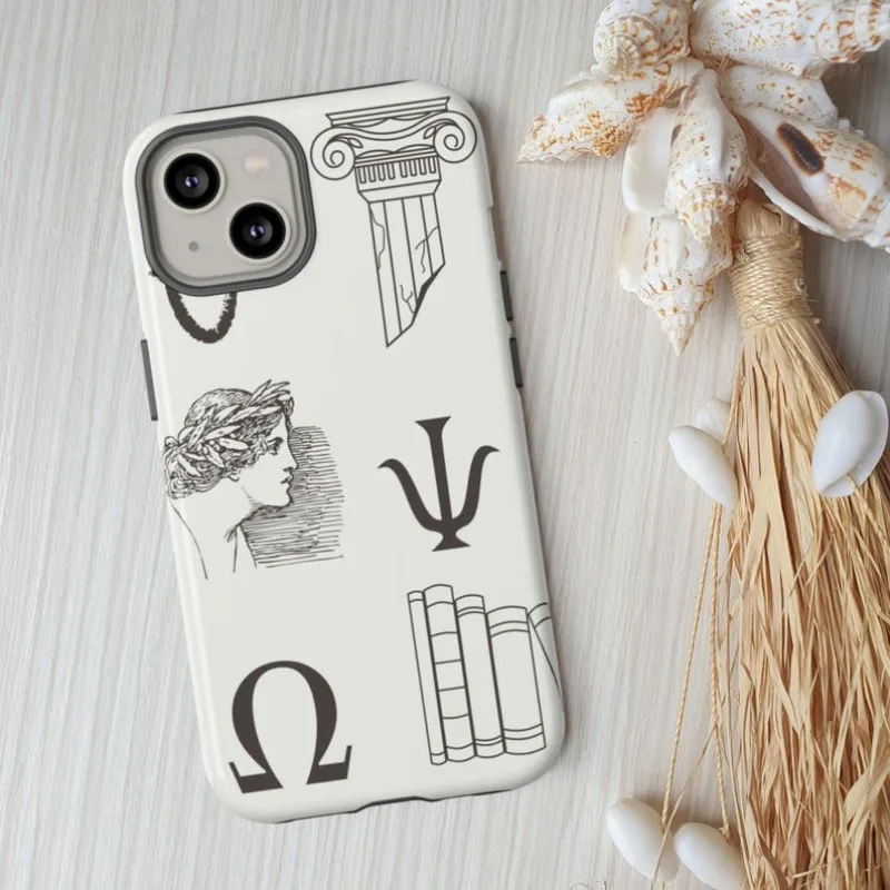 Greek Book Collage Phone Case For IPHONE 16 15PRO MAX 14 13 12 11 Acrylic TPU Two in one magnetic Phone Cases