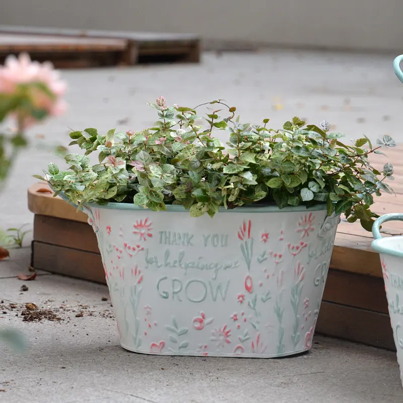 Iron Wrought Tulip Hyacinth Flower Pot Garden Miscellaneous Storage Box Dried Fresh Flower Bucket
