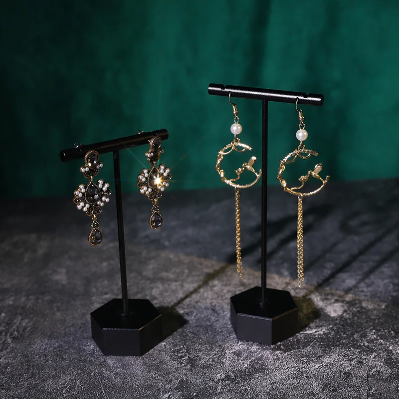 

Прохладный металлический стеллаж для сережек, органайзер для ювелирных изделий, полка, держатель для ушей черного и золотого цвета, женский подарок