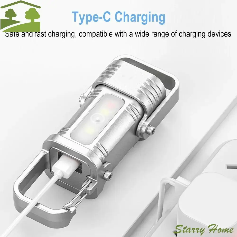 

COB LED LED Keychain Flashlight 7 Gears Adjustable USB Rechargeable Mini Flashlight Super Bright Multifunctional